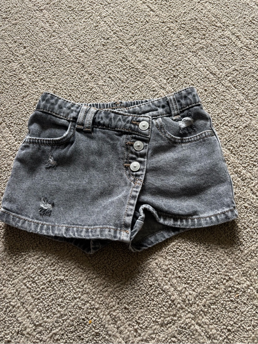 Washed Black Denim Button-Front Girls Skort 4T